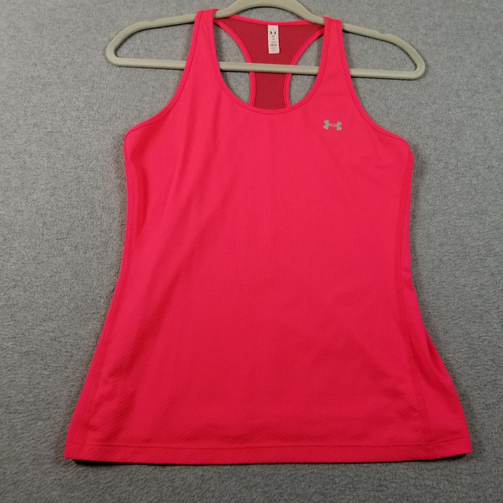 Under‎ Armour Tank Top Women S Small Neon Pink See Through Racerback Running Gym